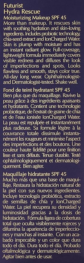 Estée Lauder Futurist Hydra Rescue Moisturizing Foundation SPF 45, 12 Hour Glow, 1.2 oz., 3C2 Pebble-VivaGrace Women