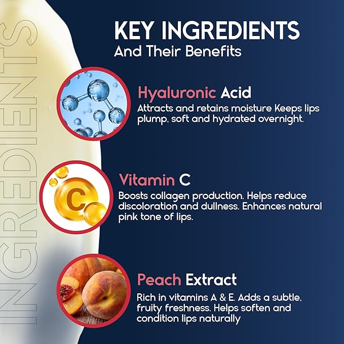 Lip Mask Overnight with Hyaluronic Acid & Collagen, Lip Sleeping Mask for Dry Cracked Lips, Moisturizing, Hydrating, Exfoliating Night Treatment for Lip Care (Strawberry)-VivaGrace Women