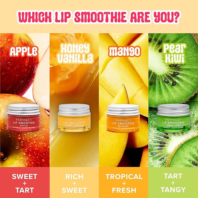 Farmacy Peptide Lip Balm - Lip Smoothie Hydrating Lip Balm with Vitamin C to Visibly Plump + Smooth Lip Lines - Nourishing Lip Treatment with a High-Gloss Finish - Apple (10g)-VivaGrace Women