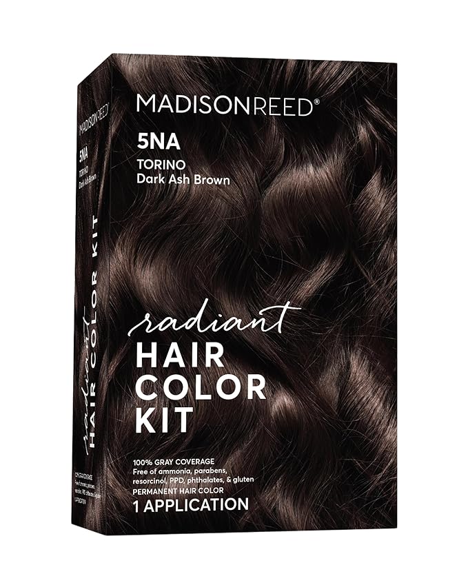 Madison Reed Radiant Hair Color Kit | 5NA Dark Ash Brown (Torino Brown) for 100% Gray Hair Coverage | Salon Quality Permanent Hair Dye | PPD-Free & Ammonia-Free | (Packaging May Vary) 1 Pack-VivaGrace Women