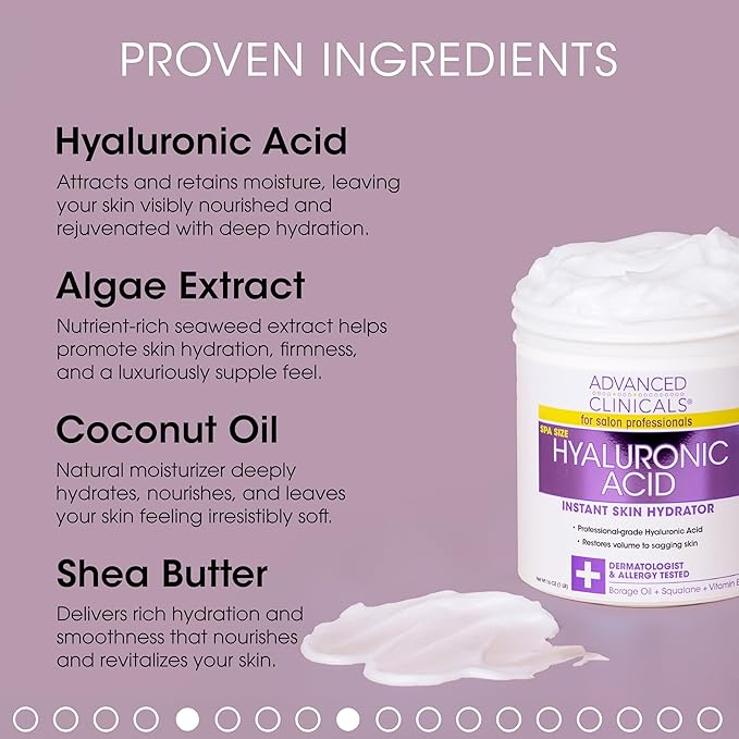 Advanced Clinicals Retinol Cream + Hyaluronic Acid Lotion Face & Body Skin Care. Anti Aging Dry Skin Rescue Creams Reduce Appearance Of Wrinkles, Fine Lines, & Sagging Skin, 16 Oz (Pack of 2)-VivaGrace Women