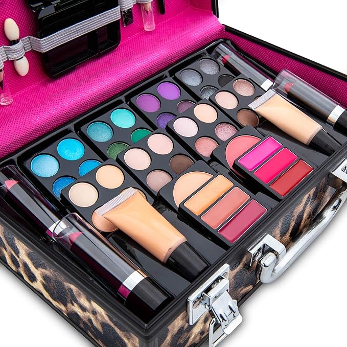 Makeup Kit Gift Set – 79 Piece - 32 Eye Shadows, 2 Blushes, 2 Lip Glosses, 2 Lipsticks, 2 Eye Liner Pencils, 1 Lip Liner Pencil, 1 Mascara - Case with Carrying Handle-VivaGrace Women