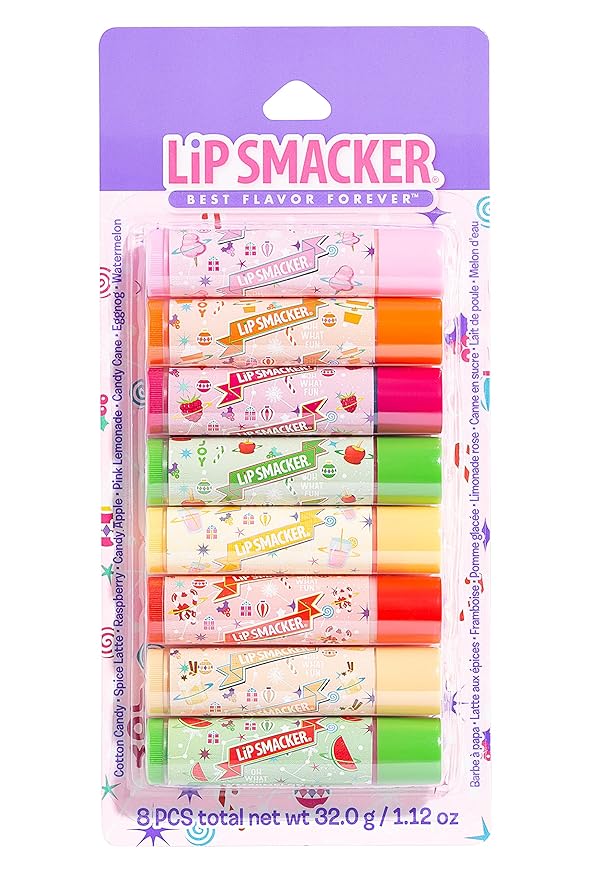 Lip Smacker Holiday Original & Best - 8 Moisturizing Lip Balms, Hydrating & Protecting, Fun Assortment - Vegan - Holiday Original & Best-VivaGrace Women