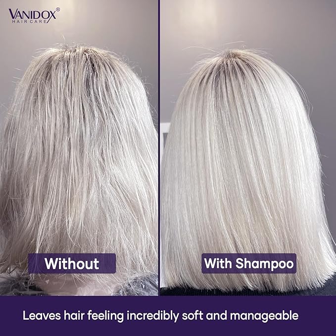Sulfate Free Brass Toning Purple Shampoo and Conditioner Set for Grey and Silver Hair, Moisturizing & Color-Safe, Enhances Shine & Brightness, Made in USA (16 fl oz each)-VivaGrace Women