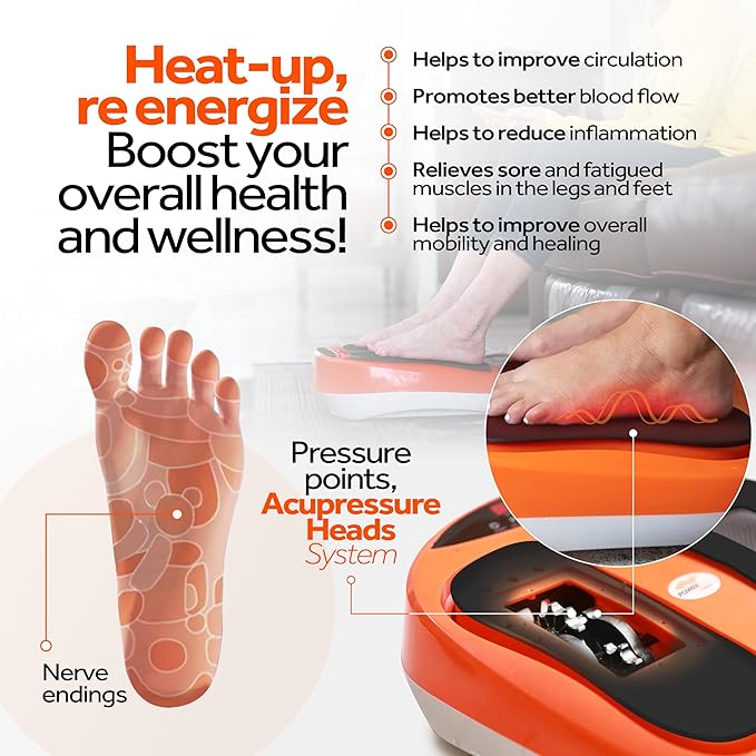 Powerfit Power Legs Electric Foot Massager Machine with Heat - Heated Foot Massager for Neuropathy Pain Circulation - Feet Massager for Pain Relief with Remote Control-VivaGrace Women