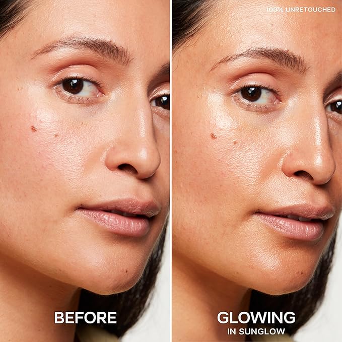 Saie Mini Glowy Super Gel - Hydrating Makeup Primer and Illuminating Glow Serum Enriched with Vitamin C and Squalane Oil - All-Over Liquid Highlighter Makeup for Instant Glass Skin - Sunglow (0.5 oz)-VivaGrace Women