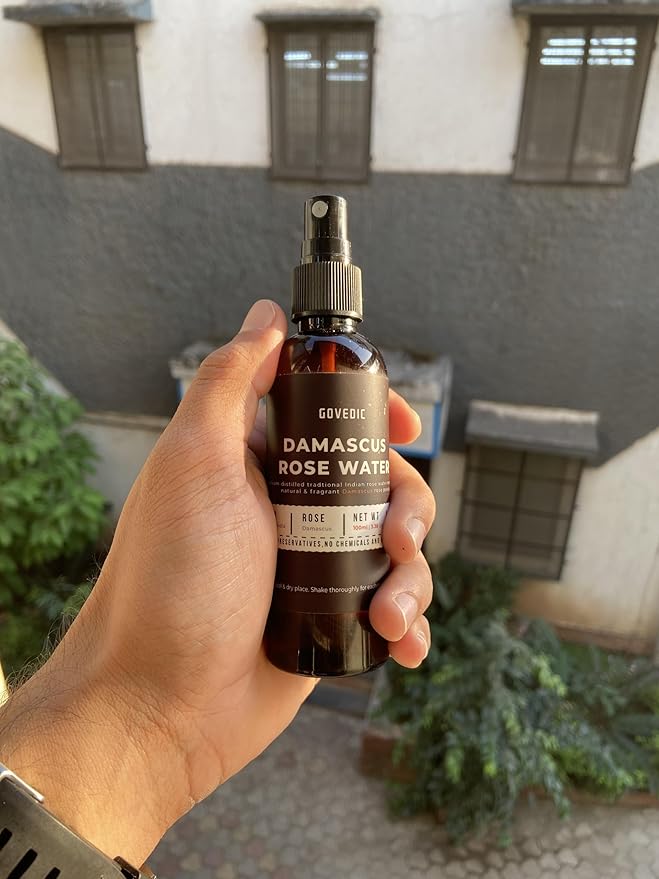 Govedic Rose Water Spray for Face Made with Damask Rose Petals, All-Natural Formula, No Dyes or Alcohol, Suitable for All Skin & Hair Types 100ml 3.38 Oz-VivaGrace Women