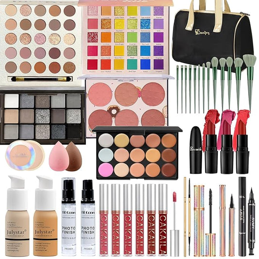 Makeup Kit for Women, Travel Makeup Kit, Makeup Full Kit for Beginners Teens Girls, Makeup Bundle Include 3 Matte & Shimmer Eyeshadow Palettes, Blush Palette, Lip Gloss Set, Concealer-VivaGrace Women