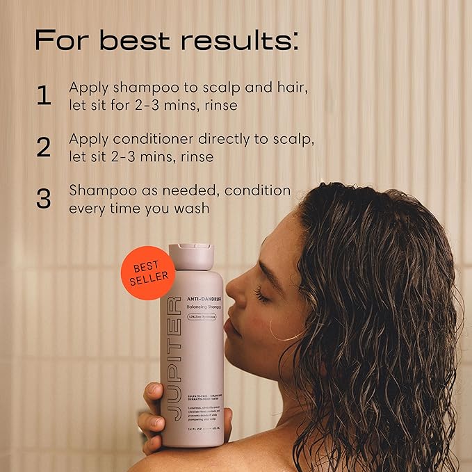 Jupiter, Physician-Formulated Anti-Dandruff Shampoo & Conditioner, for Flaky, Itchy, Oily, Dry Scalp, Vegan, Sulfate-Free, Color-Safe, & Paraben-Free, Dry Scalp Shampoo and Conditioner for Women & Men-VivaGrace Women