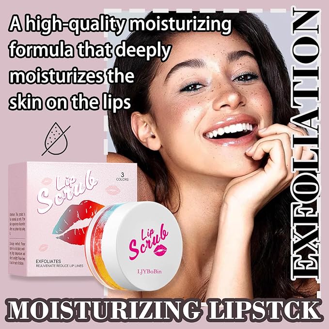 Nourishing Smooth Lip Scrub,Soft Long Lasting Moisturizing Lip Scrubber Exfoliator for Men & Women,Gentle Non-Greasy Sugar Scrub Lip Cares Moisturizer-VivaGrace Women