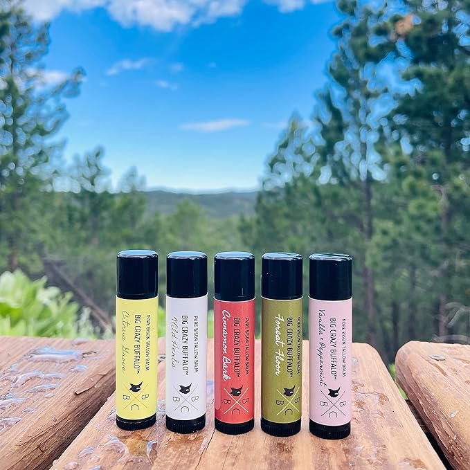 Pure Bison Tallow Lip Balm Set (5 pack) - Moisturizing, Non-Habit Forming, Soothes Chapped Lips, Hydrating-VivaGrace Women