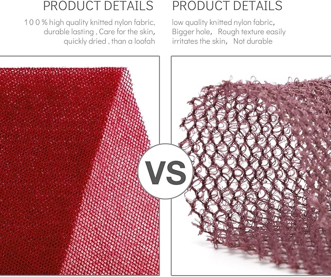 UJFQBH 2 Pieces African Bath Sponge African Net Long Net Bath Sponge Exfoliating Shower Body Scrubber Back Scrubber Skin Smoother,Great for Daily Use (Red)-VivaGrace Women