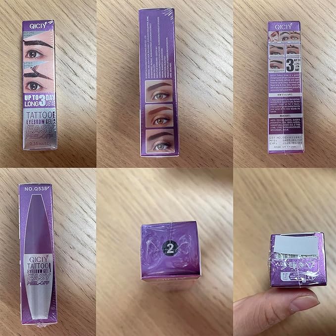 2pcs Light Brown Tattoo Eyebrow Gel Tinting, Waterproof & Transfer-proof for Fuller Brows, Suitable for All Skin Types (Light Brown, 2Pcs)-VivaGrace Women