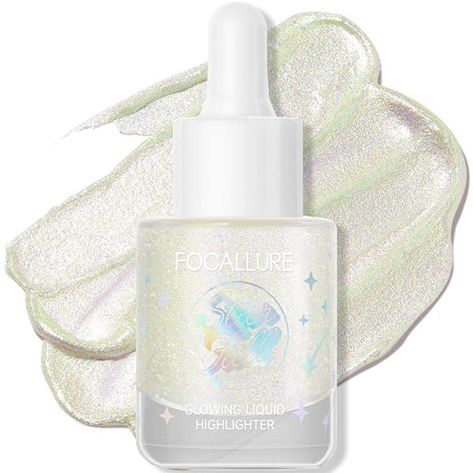FOCALLURE Starfall Glowing Liquid Highlighter, Shimmering Body Oil, Non-Sticky Shimmer Liquid Luminizer, Non-Greasy, Face & Body Glitter Makeup for Costumes, Cosplay, Rave Festival, FIRELY FOREST-VivaGrace Women