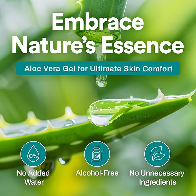 Aloe Vera Gel for Hair and Skin, Hydrating & Non-Sticky, Soothes Scalp and Skin, No Strong Scent, Lightweight & Fast-Absorbing Pure Aloe Vera Gel for Body, 16.7 fl oz (500 ml)-VivaGrace Women