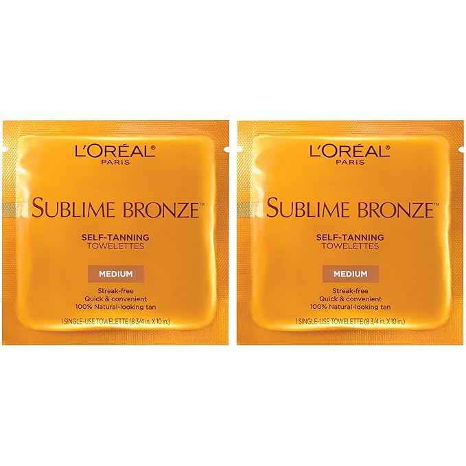 L'Oreal Paris Sublime Bronze Self Tanning Towelettes, Streak-Free, Natural Looking Tan, 6 ct (Pack of 2)-VivaGrace Women
