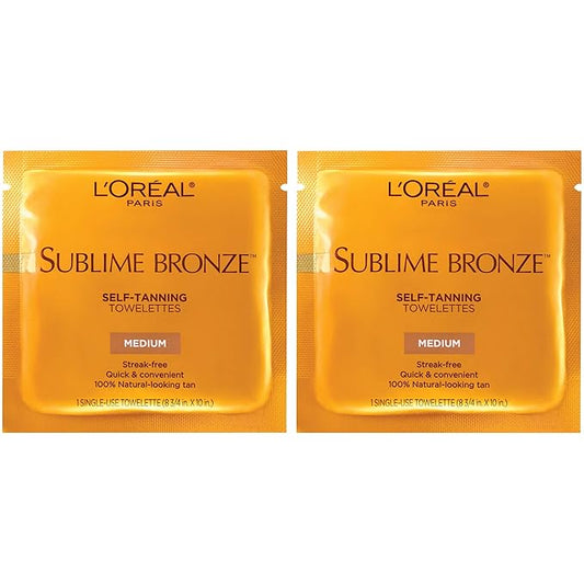 L'Oreal Paris Sublime Bronze Self Tanning Towelettes, Streak-Free, Natural Looking Tan, 6 ct (Pack of 2)-VivaGrace Women