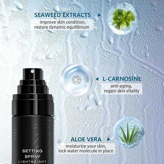 AMIIR Makeup Setting Spray, Waterproof Finishing spray, Long Lasting Lock Face Fixing Mist, Hydrate Before Makeup Matte Oil Control Lightweight Refreshing-VivaGrace Women