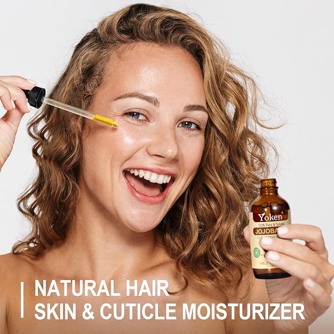 Yoken Jojoba Oil 4 fl oz EWG Verified 100% Pure Jojoba Oil Cold Pressed for Skin, Hair, Nails, Cuticles - Unrefined & Hexane Free, Natural Moisturizer Carrier oils Facial Serum for Gua Sha-VivaGrace Women
