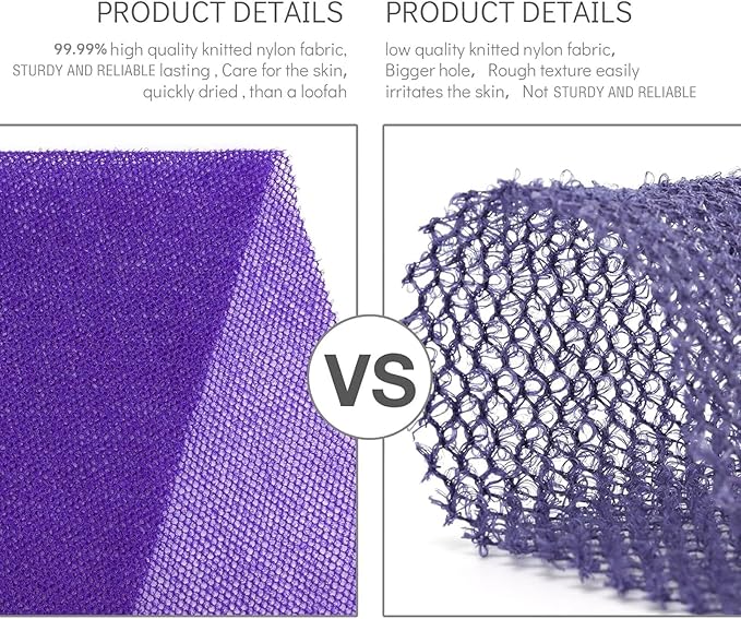 UJFQBH 3 Pieces African Bath Sponge African Net Long Net Bath Sponge Exfoliating Shower Body Scrubber Back Scrubber Skin Smoother,Great for Daily Use (Pink,Yellow,Purple)-VivaGrace Women