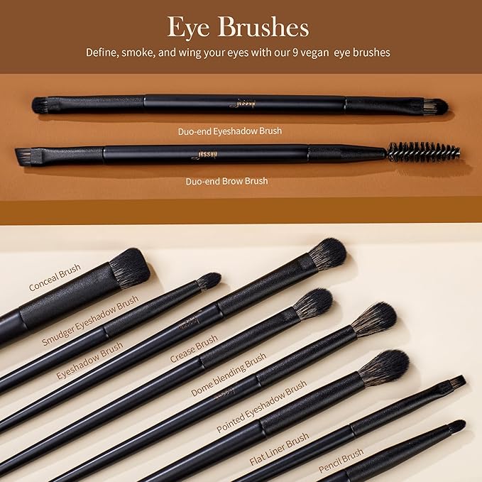 Jessup Makeup Brushes Set Jessup Make up Brushes 14Pcs Black Kabuki Foundation Eyeshadow Contour Concealer Powder Eyeliner Crease Eyebrow Blending Brush with Gift Box, T336-G-VivaGrace Women