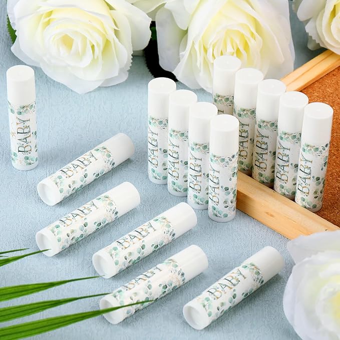 50 Pack Sage Green Baby Shower Lip Balm Party Supplies Bulk for Girls Guests Boys Neutral Baby Shower Gifts Gender Reveal Favors Prizes Souvenirs Winners Thank You Appreciation Gifts-VivaGrace Women