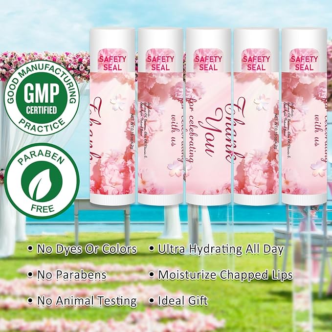 DMSKY 60 Pcs Wedding Bridal Shower Lip Balm Bulk, Bachelorette Souvenir & Baby Shower Favors, Wedding Party Favors for Guests, Thank You Gifts for Women Coworker Staff-VivaGrace Women