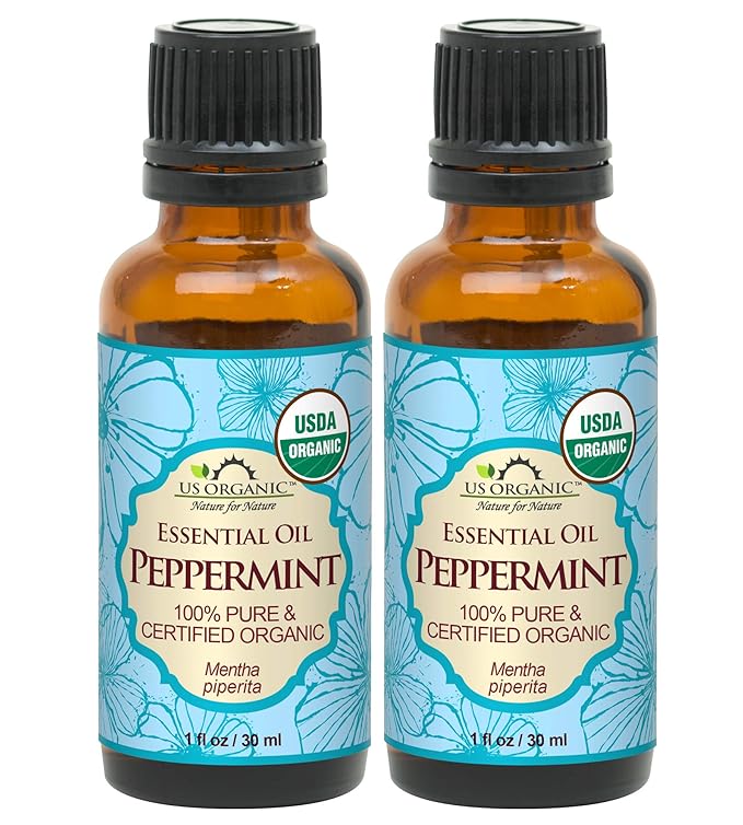 US Organic 100% Pure Peppermint Essential Oil - USDA Certified Organic - 30 ml Pack of 2 - w/Improved caps and droppers (More Size Variations Available)-VivaGrace Women