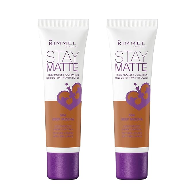 Rimmel, Stay Matte Foundation, Deep Mocha 2 Count (Pack of 1)-VivaGrace Women
