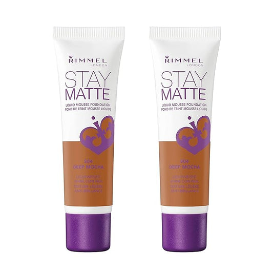 Rimmel, Stay Matte Foundation, Deep Mocha 2 Count (Pack of 1)-VivaGrace Women