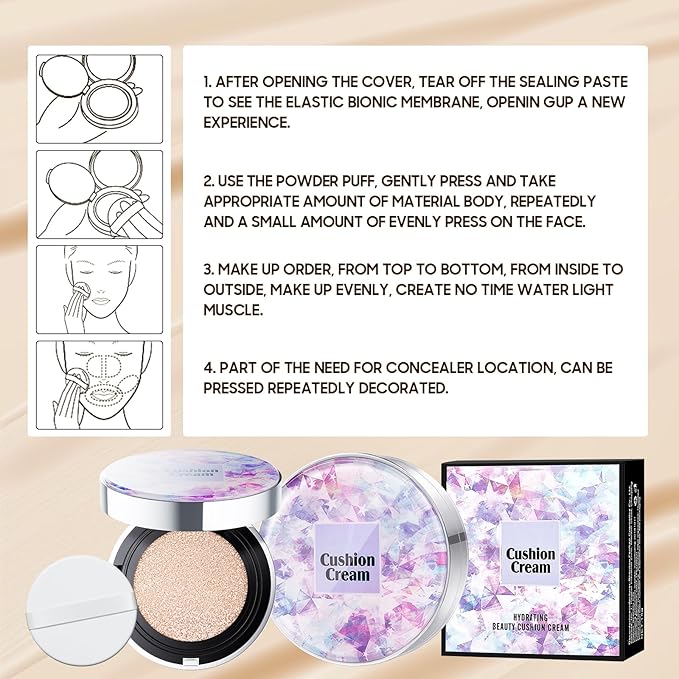 Mushroom Head Air Cushion CC Cream - BB Cream Foundation Makeup Moisturizing Concealer Long-Lasting, Cushion Foundation Full Coverage Self Adjusting (Ivory, 1 PCS)-VivaGrace Women