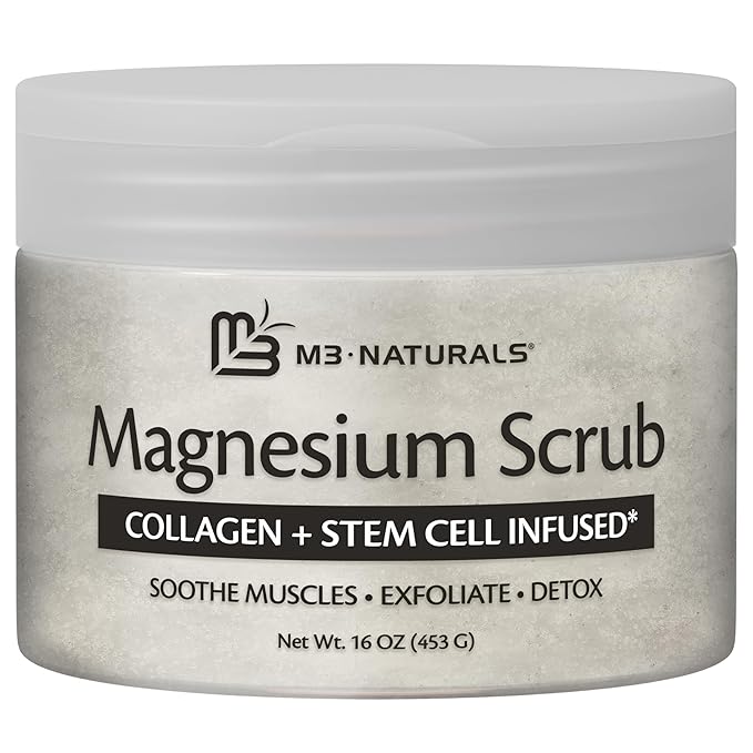 Magnesium Body Scrub for Sore Muscles, Exfoliation, Relaxation and Deep Hydration | Calming & Moisturizing Mineral-Rich Dead Sea Salt Formula With Collagen, Stem Cell & Shea Butter, 16 OZ (453 G)-VivaGrace Women