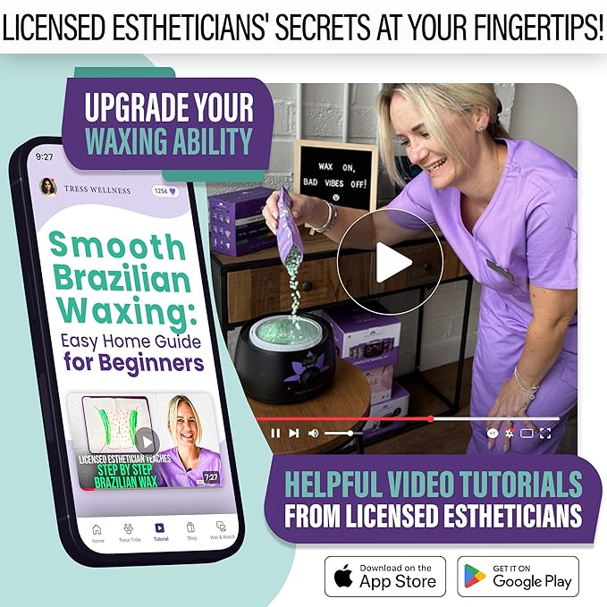 Tress Wellness Waxing Kit for Sensitive Skin – Safe for Face & Skin, Prep & Aftercare Spray, Easy to Use – At-Home Kit for Face, Bikini, Brazilian & Full Body – Black, No Display-VivaGrace Women