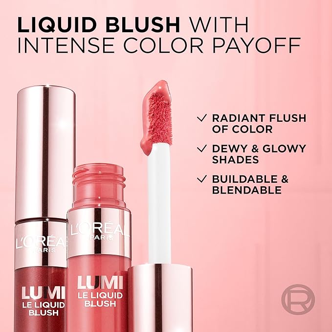 L'Oreal Paris True Match Lumi Le Liquid Blush, Intense Lightweight Blush Formula With Liquid Pigments, Glowy Gold Pink, 0.33 Fl Oz-VivaGrace Women