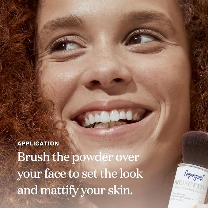 Supergoop! (Re) setting Mineral Powder, Medium - 0.15 oz - Makeup Setting Powder + Broad Spectrum SPF 35 PA+++ Sunscreen - With Ceramides, Olive Glycerides & Coated Silica Spheres-VivaGrace Women