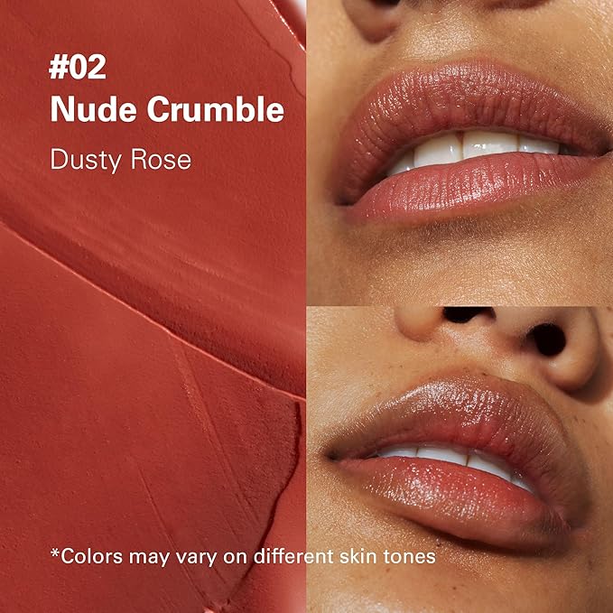 Melixir Vegan Lip Butter #02 Nude Crumble, Hydrating Tinted Lip Balm Stick, Bee-Free, Petrolatum-Free, Plant-Based With Shea Butter, Nourishing Care for Dry, Chapped Lips, Natural Finish-VivaGrace Women