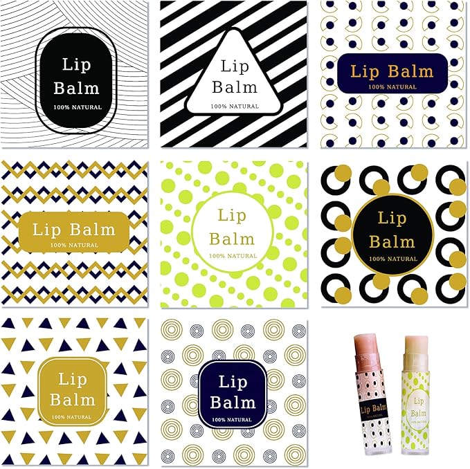 CRASPIRE Lip Balm Labels 80pcs Homemade Lip Balm Labels 2” Clear Lip Balm Labels for Tubes Printable Waterproof Lip Balm Stickers Labels for Lip Balm Handcream Candle Container（Geometry）-VivaGrace Women