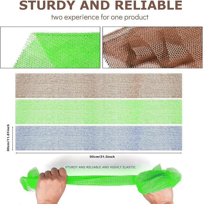 UJFQBH 3 Pieces African Bath Sponge African Net Long Net Bath Sponge Exfoliating Shower Body Scrubber Back Scrubber Skin Smoother,Great for Daily Use (Brown、Blue、Green)-VivaGrace Women