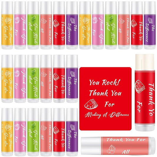 24 Pcs Lip Balm Gifts Bulk Thank You Gifts Employee Appreciation Gifts for Coworkers Moisturizer Assorted Flavors Natural Ingredients Dry Chapped Lip Care Gift for Women Men Teen-VivaGrace Women