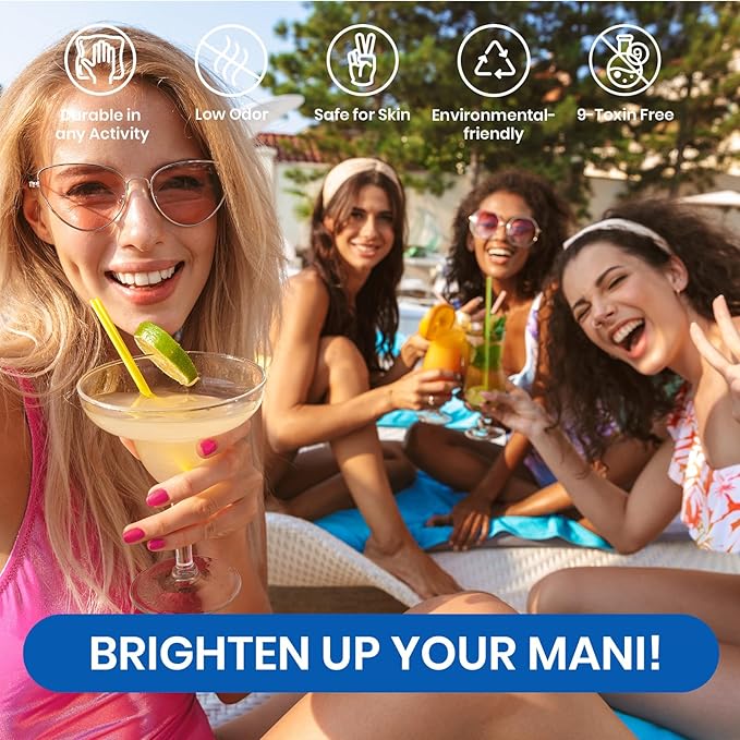 Beetles Gel Nail Polish Set, 6 Colors Bright Rainbow Nail Art Orange Blue Pink Green Neon Gel Polish Kit Soak Off UV Gel DIY Nail Art for Women Pool Party Holiday Manicure-VivaGrace Women