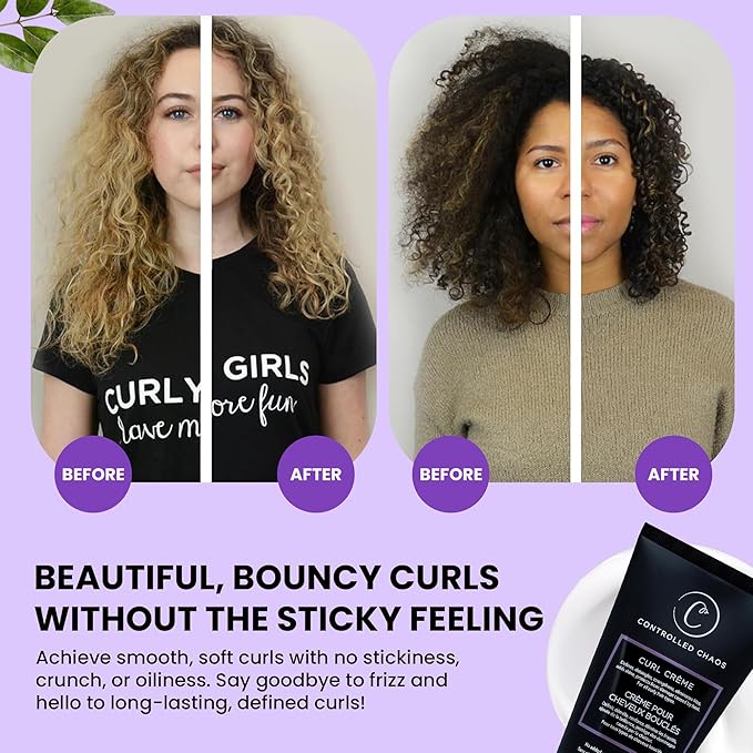 Controlled Chaos Curl Cream for Curly Hair Defining Cream with Shea Butter for Long Lasting Frizz Free Curls – Sulfate & Paraben Free Aloe Vera Curling Cream for Wavy Hair, Made in USA(5Oz)-VivaGrace Women