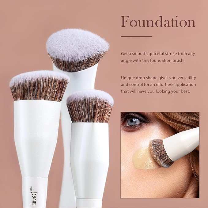 Jessup Make up Brushes 4pcs Face Makeup Brushes Set for Foundation Concealer Blush Contour Powder Highlighter, Pearl White T344-VivaGrace Women