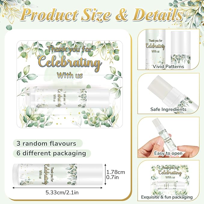 24 Set Thank You Gift Lip Balm Bulk Baby Shower Party Gifts Favors Lip Balms for Guests Bridal Shower Favor Girls Boys Gender Reveal Favors Souvenirs Party Supplies Thank You Gifts for Wedding-VivaGrace Women