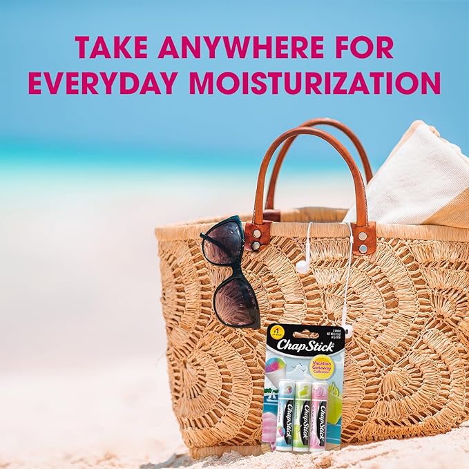 ChapStick Lip Balm, Vacation Getaway Collection (Snow Cone, Limeade, and Cotton Candy) + 2 Cotton Candy, 0.15 Oz Ea (5 Piece Set)-VivaGrace Women