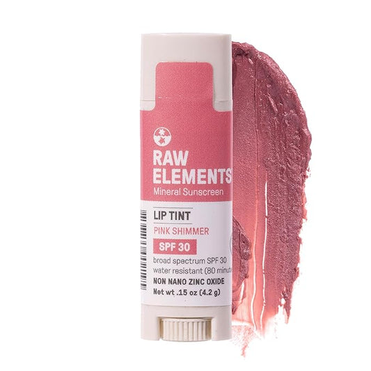 Raw Elements Organic Pink Lip Shimmer Zinc Oxide SPF 30+, 0.15oz-VivaGrace Women