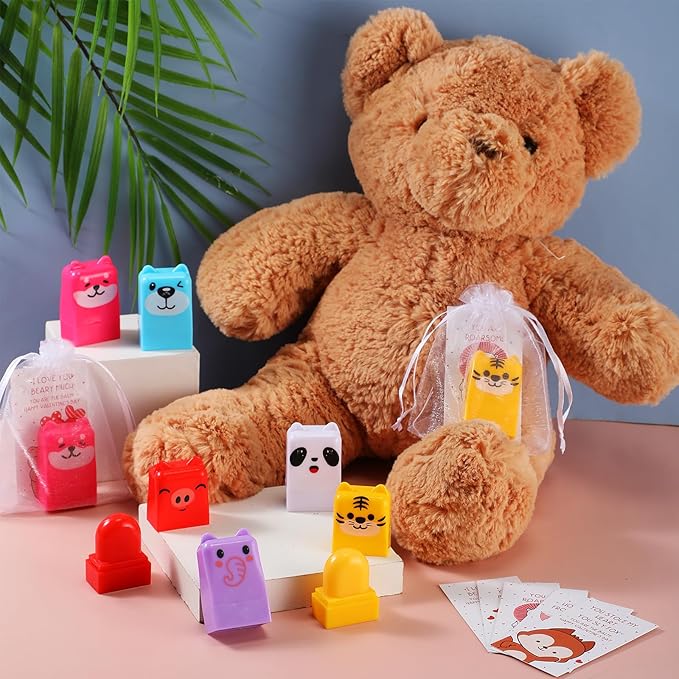 30 Sets Wild Animal Birthday Lip Balm Gifts Bulk Baby Shower Prizes Gift Girl Birthday Lip Balm Jungle Animal Party Favors for Preschool Toddler Boy Girl Classroom Prizes Classroom Prizes-VivaGrace Women