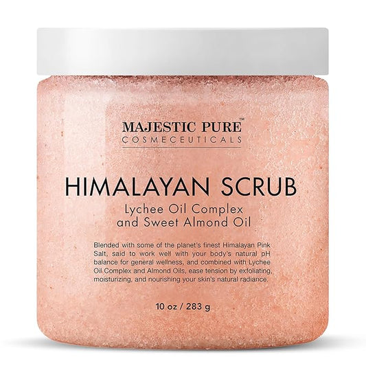 MAJESTIC PURE Himalayan Salt Body Scrub with Lychee Oil, Exfoliating Salt Scrub to Exfoliate & Moisturize Skin, Deep Cleansing - 10 oz-VivaGrace Women