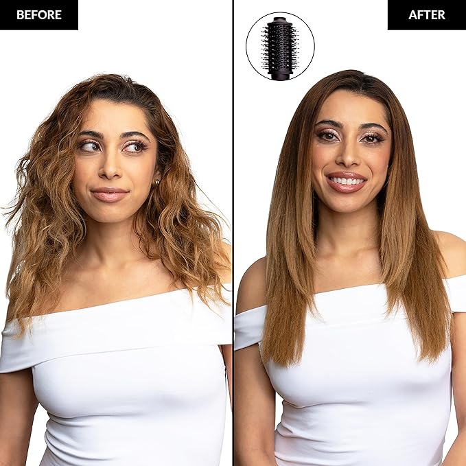 FoxyBae 3-in-1 Ceramic Interchangeable Hair Tools - Blowout Dryer - 3 Detachable Heads: 2.4" Blowout Brush, 1.5" Hot Round Brush & Drying Cylinder Hair Dryer Brush & Hair Styling Set [Black Rose-Gold]-VivaGrace Women
