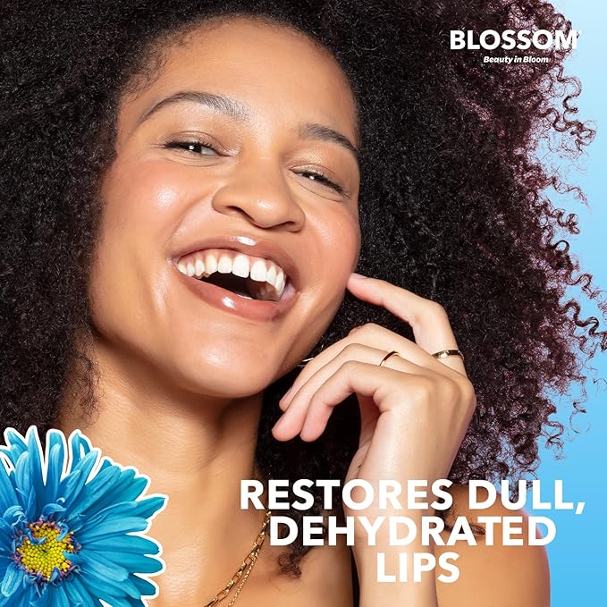 Blossom Moisturizing and Hydrating Shimmer Sparkle Lip Oil with Olive Oil + Grape Seed Oil, Infused with Real Flowers, 3g, Coconut-VivaGrace Women