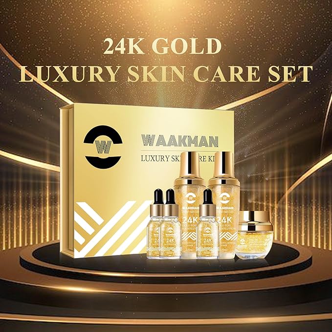 Luxury 24K Gold Moisturizing, Nourishing, Anti-Aging Moisturizer, Toner, Facial Cream & Serum Skincare Set-VivaGrace Women